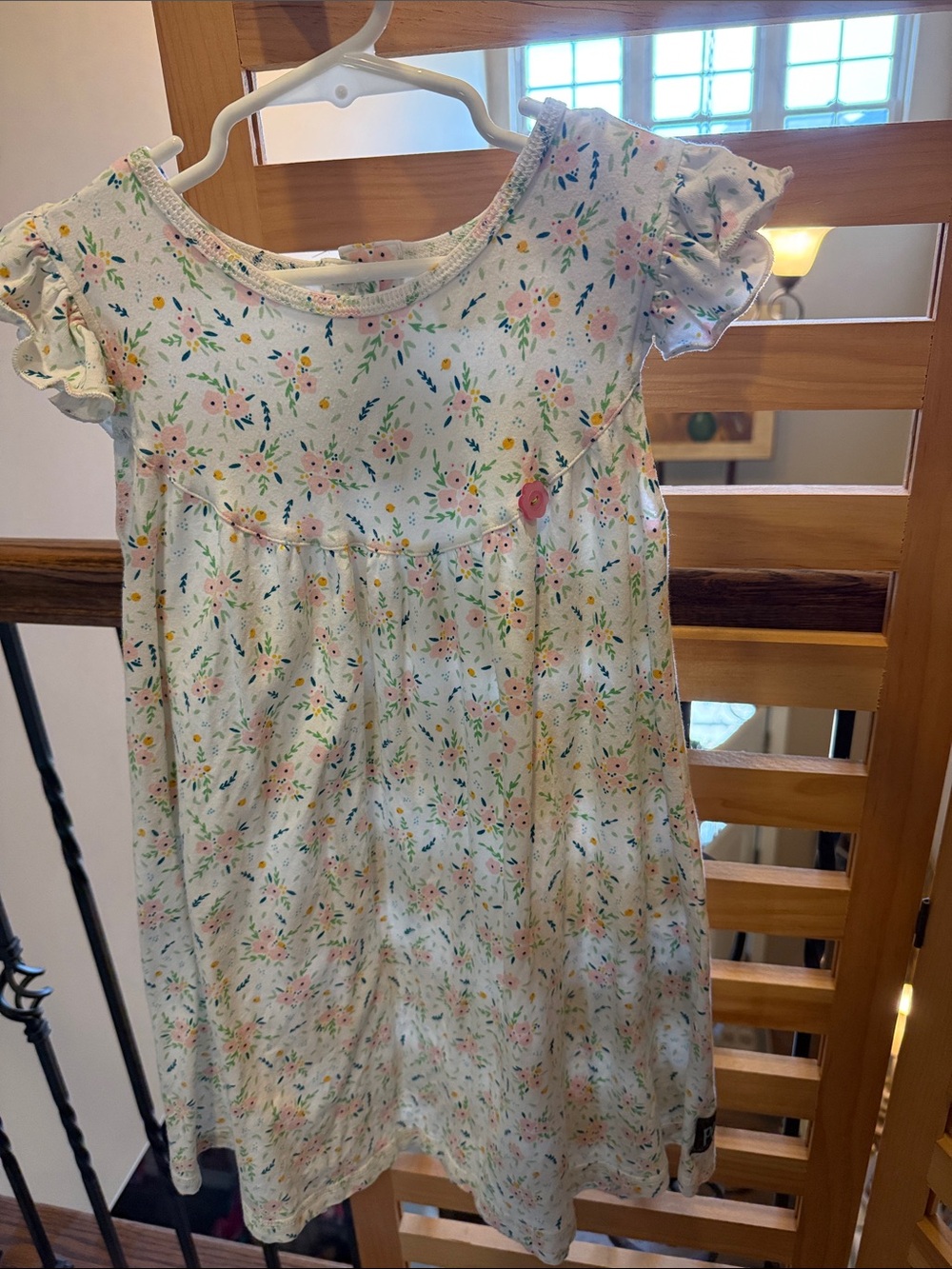 Matilda Jane White Floral Dress with Pink, Yellow & Green Accents
